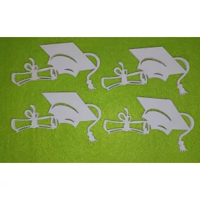 Fehér fa Ballagó sapka + papirusz	4db / csomag	8x4,5cm 