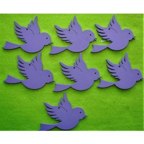 Lila  fa   repülö madár  6x8cm  7db/csomag
