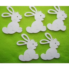 Fehér   fa   ülő nyuszi	5db/csomag	6x8cm 	