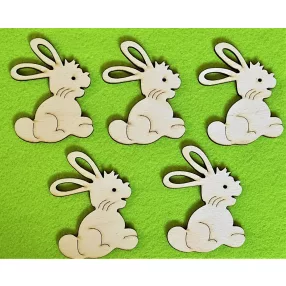 Natúr fa   ülő   nyuszi	5db/csomag	6x8cm vastagság 3mm