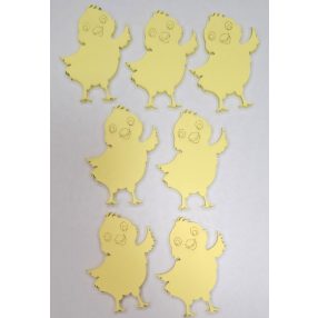 Citromsárga fa  kis csibe 8x6cm 7db/csomag 