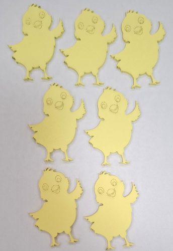 Citromsárga fa  kis csibe 8x6cm 7db/csomag 