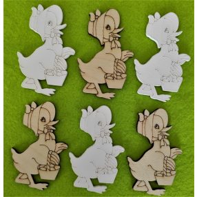   Fehér és natür Natúr és fehér fa   kacsa sapkával	6db/csomag	5x8cm 