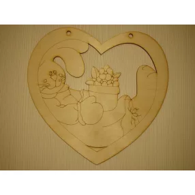 Natúr fa   nyuszi szívben 25x24cm 