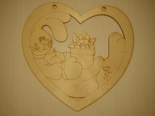 Natúr fa   nyuszi szívben 25x24cm 