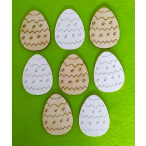 Natúr és fehér  fa   tojás	8db/csomag	4x5,3cm 