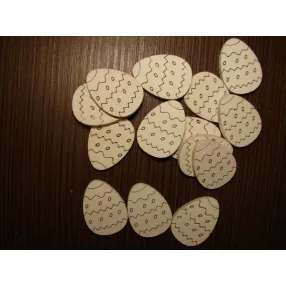 Fehér  fa   hímes tojás 2x3cm  14db/csomag 