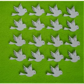 Fehér fa   repülő madár 3x4cm 18db/csomag