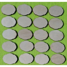 Natúr,nyír rétegelt lemez tábla ovál 3x4cm 20db/csomag	