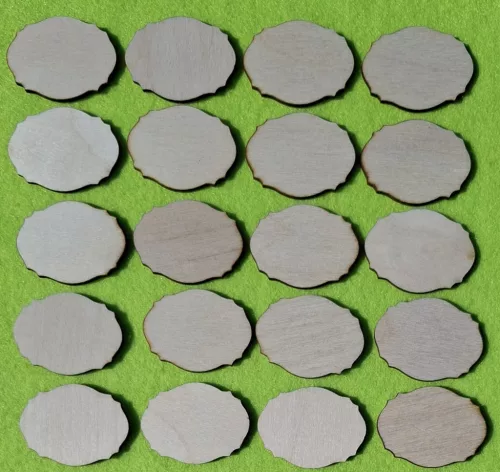 Natúr,nyír rétegelt lemez tábla ovál 3x4cm 20db/csomag	