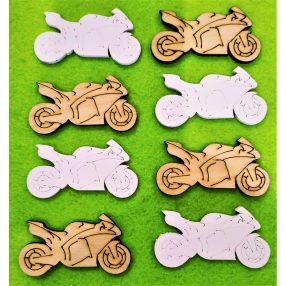 Fehér és natúr fa  motor 	8db/csomag	7,5x4cm 