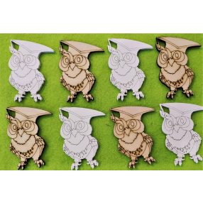 Fehér és natúr fa Bagoly 8db/csomag	7,5x5,5m 