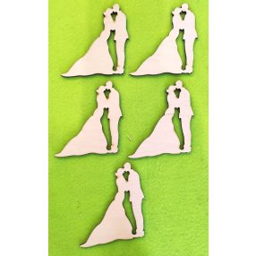 Natúr fa  esküvői pár csókolózó 8,5x9,5cm  5db/csomag