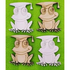 Fehér és natúr fa béka sapkával	4db/csomag	7,5x6cm