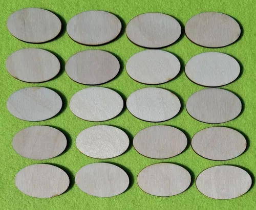 Natúr,nyír rétegelt lemez tábla ovál 4x2,5cm 20db/csomag	