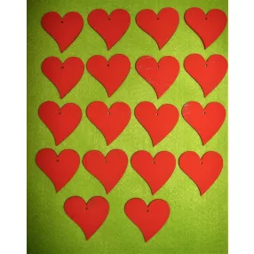    Piros színű , fa  alapú HDF(nem tömörfa)   francia szív 4,5x4,5cm 18db/csomag