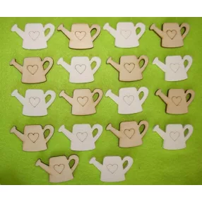   Natúr és fehér fa  locsolókanna szível	 5x3cm 18db/csomag  