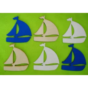Vegyes színű fa Vitorlás	6db/csomag	9x9,5cm  