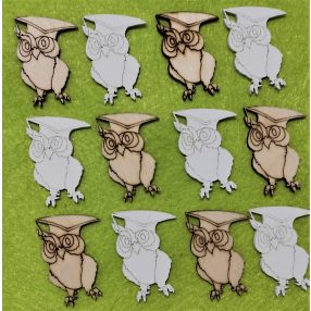  Fehér és natúr Bagoly	12db/csomag	5x3,5cm