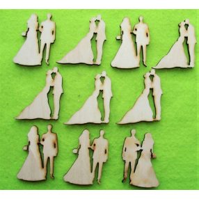    Natúr fa  esküvői pár,csókolózós pár	10db/csomag	4x4,5 cm 3,5x4,5 cm 