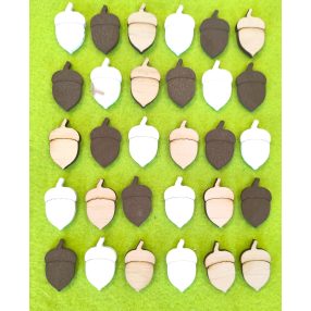 Vegyes színű  fa makk	30db/csomag	3x1,8cm 