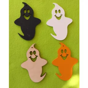 Vegyes színű, fa  szellem 10x7cm 4db/csomag	