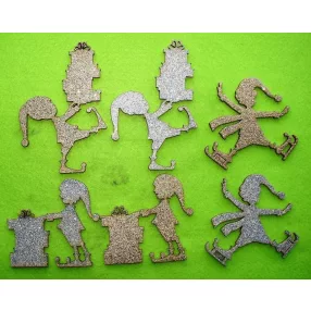   Csillámos fa karácsonyi manók 2 szett 6db/csomag	 9x9,5-8x8,5-8x12 