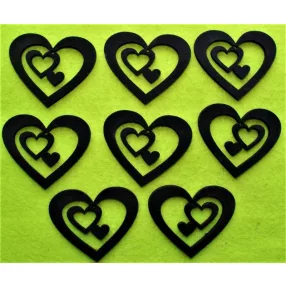 Fekete fa  szív 	8db/csomag	6x5cm  