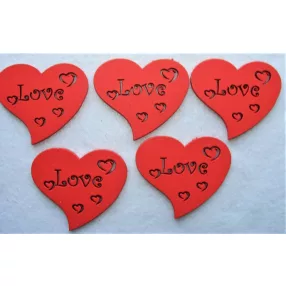 Piros fa  Love szív 	5db/csomag	7x6cm  