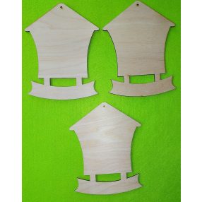  Natúr fa  Házikó szalaggal	3db/csomag	18x14cm   