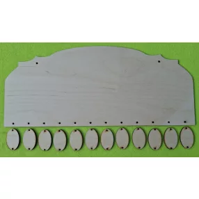    Natúr,nyír rétegelt lemez naptár  tábla 12db kis táblával	1szett	35x15cm   