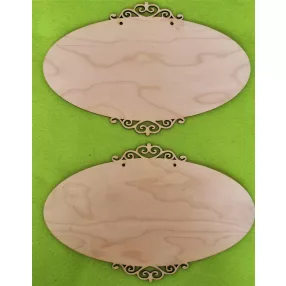 Natúr fa  Díszes ovál tábla	2db/csomag	16x24,5cm 