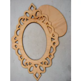 Natúr fa csipkés óváliskeret	 1 db	28x47cm  