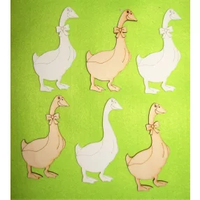 Fehér és natúr fa libák	6 db/csomag	10x6cm 