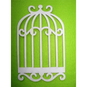   Fehér színű ,fa  alapú HDF(nem tömörfa) Díszes kalitka	  1db	20x12cm 