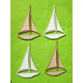 Natúr és fehér fa Balatoni vitorlás	4db/csomag	9,5x15cm 