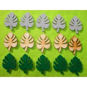 Vegyes színű fa  Monstera levél 12  db	5x3,5cm