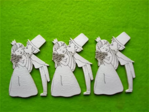 Fehér színű ,fa  alapú HDF(nem tömörfa)  csókolózós fiatal pár	3db/csomag	8x5,5cm vastagság 3mm