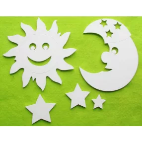 Fehér fa Nap hold 3db csillag 1 szett   15cm magasság  