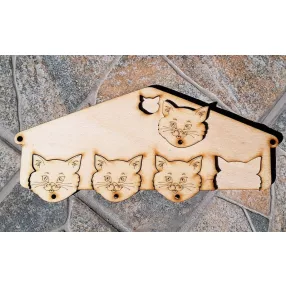   LAPRASZERELT,Natúr fa Rajzos cicás kulcstartó  25x10cm vastagság 3mm	 