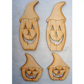 Natúr fa Sapkás halloween tökök	  2szett	6x15-8,5x7cm 