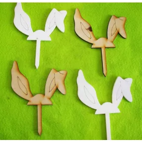   Vegyes színű  fa Beszúrós nyuszifül	4db/csomag	10,5x14cm 