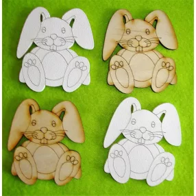 Vegyes színű fa   Füles nyuszi	4db/csomag	7x8cm 