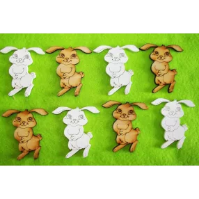 Vegyes színű fa   Ugrálós nyuszi	8db/csomag	5,5x6cm 