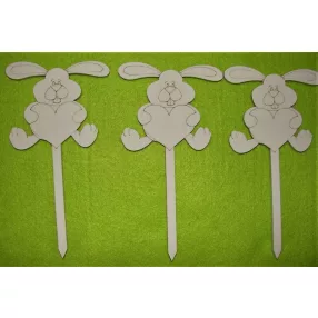 Fehér  fa Beszúrós nyuszi 	3 db/csomag	17x9cm 