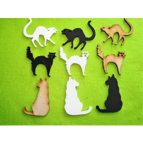 Vegyes színű  fa Cica szett 	9db/csomag	4,5-6cm 