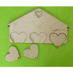   LAPRASZERELT,Natúr fa  Szíves kulcstartó 3 kulcsos	  1 szett	18x10cm 