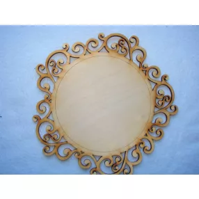 Natúr fa  díszes kör   tábla 	1db	20x20cm  