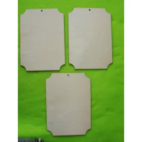   Natúr fa  tábla, A 5 letört  felül  lyukkal 	3db	21x15cm  