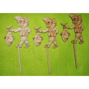 Natúr fa Beszúrós fiú hallal	3db/csomag	8x17cm 